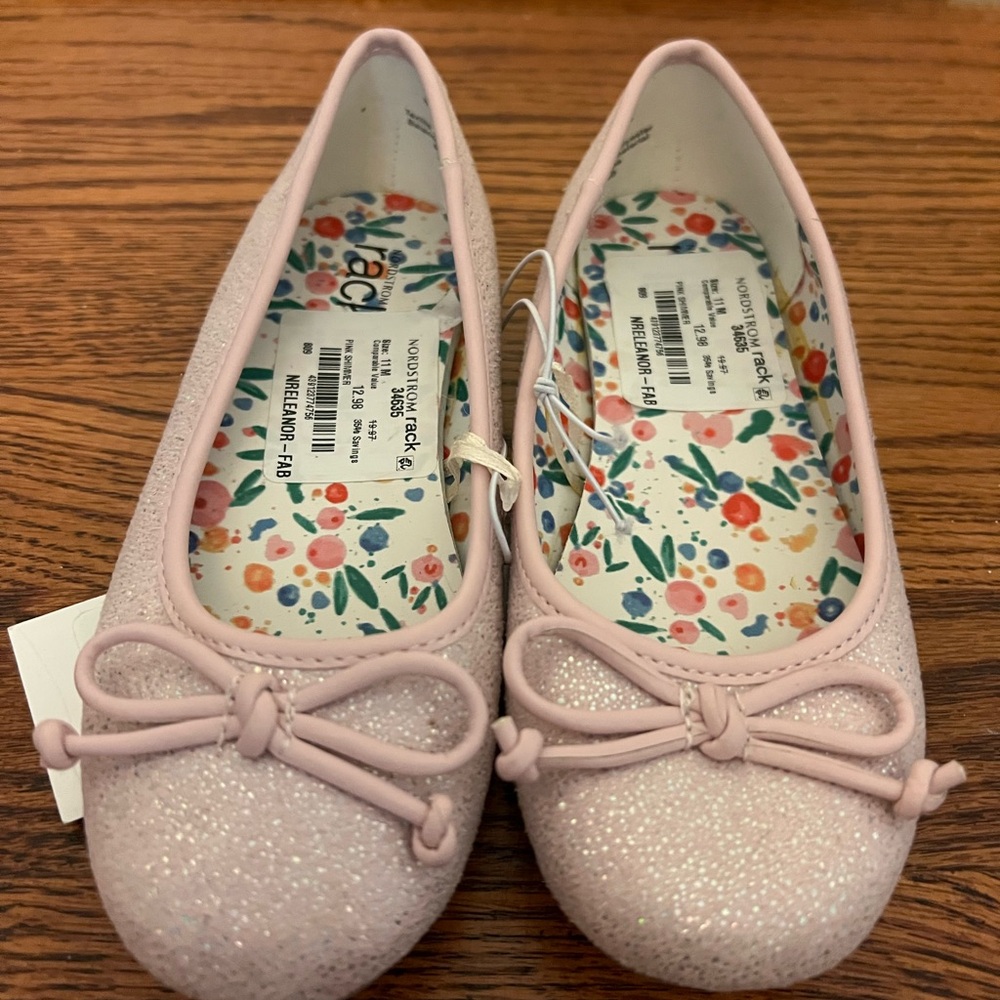 Nordstrom Rack Light Pink Glitter Ballet Flats NWT